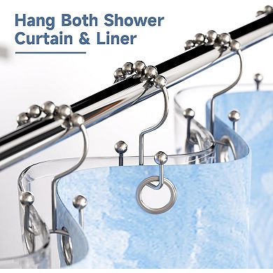 Shower Curtain Hooks Rings, Rust Resistant Metal Double Glide Shower Hooks Rings Set of 12 Hooks