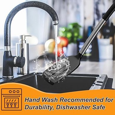 Great Ambitions 4-Pc Silicone Utensil Set for Nonstick Cookware, Heat Resistant Black