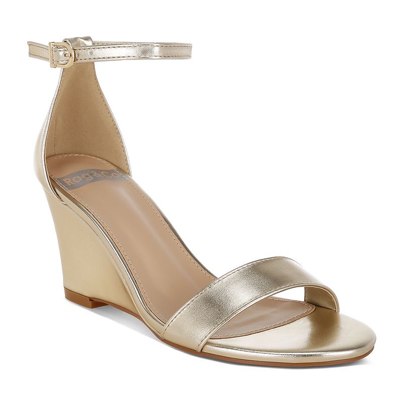 Rag & Co Volora Women's Wedge Ankle Strap Sandals,