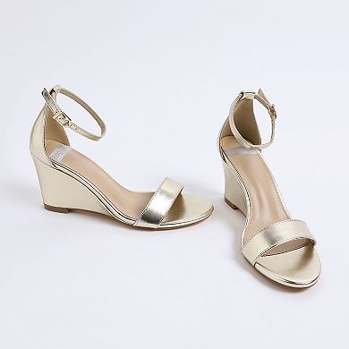 Rag & Co Volora Women's Wedge Ankle Strap Sandals
