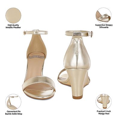 Rag & Co Volora Women's Wedge Ankle Strap Sandals