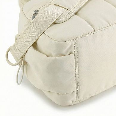 Women's Quilted Sports Duffle Bag with Adjustable Shoulder Strap Multi Pocket Storage