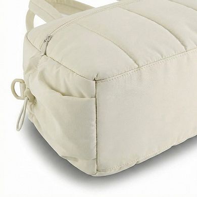 Women's Quilted Sports Duffle Bag with Adjustable Shoulder Strap Multi Pocket Storage