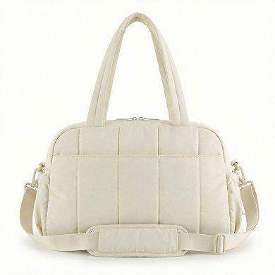 Women's Quilted Sports Duffle Bag with Adjustable Shoulder Strap Multi Pocket Storage
