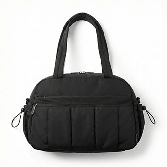 Women's Quilted Sports Duffle Bag with Adjustable Shoulder Strap Multi Pocket Storage