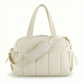 Women's Quilted Sports Duffle Bag with Adjustable Shoulder Strap Multi Pocket Storage