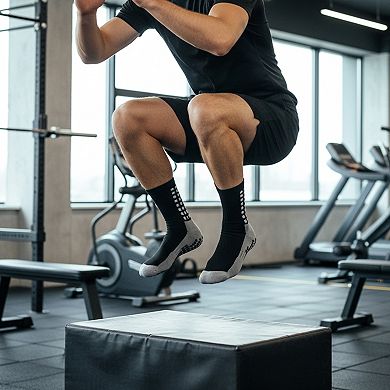 Unisex Non Slip Grip Athletic Socks with Arch Support Cushioned Sports Socks 3 Pack