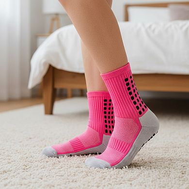 Unisex Non Slip Grip Athletic Socks with Arch Support Cushioned Sports Socks 3 Pack