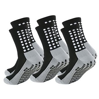 Unisex Non Slip Grip Athletic Socks with Arch Support Cushioned Sports Socks 3 Pack