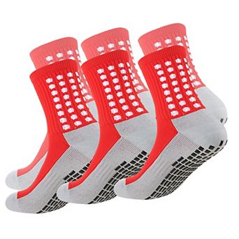 Unisex Non Slip Grip Athletic Socks with Arch Support Cushioned Sports Socks 3 Pack