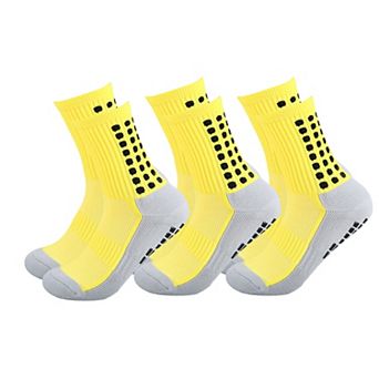 Unisex Non Slip Grip Athletic Socks with Arch Support Cushioned Sports Socks 3 Pack