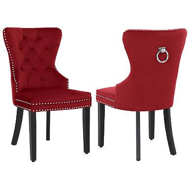 Westintrends Velvet Upholstered Tufted Dining Chairs (set Of 2)