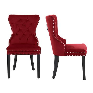 Westintrends Velvet Upholstered Tufted Dining Chairs (set Of 2)