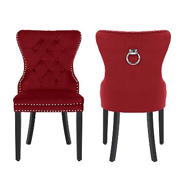 Westintrends Velvet Upholstered Tufted Dining Chairs (set Of 2)