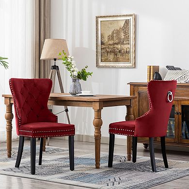 Westintrends Velvet Upholstered Tufted Dining Chairs (set Of 2)