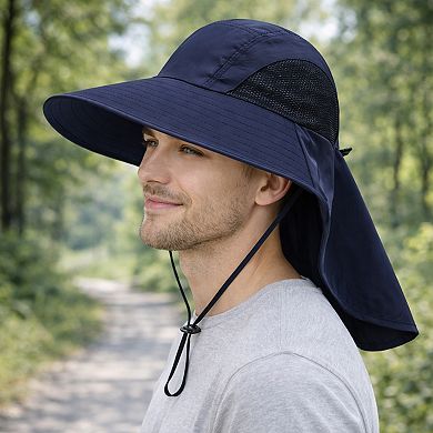 Wide Brim Sun Hat with Neck Flap UV Protection Lightweight Breathable Outdoor Hat