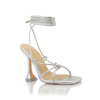 Strappy Knot Detail Lace-Up Ankle Wrap Stiletto Heel Sandals