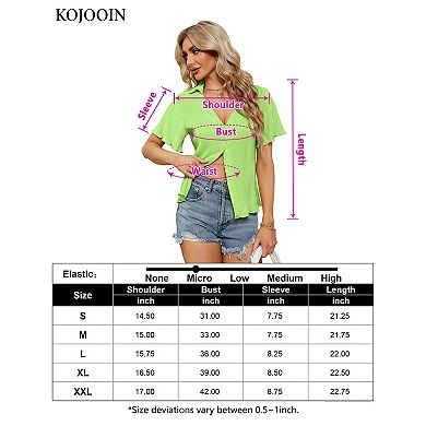 Women‘s Short Sleeve V Neck Button Down Cardigan Collared Knit Casual Pullover Sweater