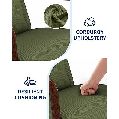 Modern Corduroy Accent Chair, Mid-Century Lounge Armchair with Lumbar Pillow, Solid Wood Frame