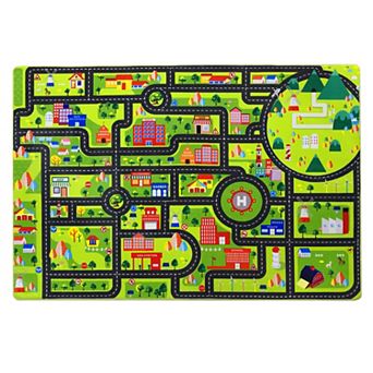 Kids Rug Road and Traffic Educational Play Rug Non-Slip Nursery Car Rug City Life Learning Area Rug