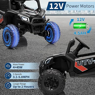 12V Kids UTV Buggy Electric Ride-On Car with Parental Remote Control, 4WD/2WD Switchable, Suspension