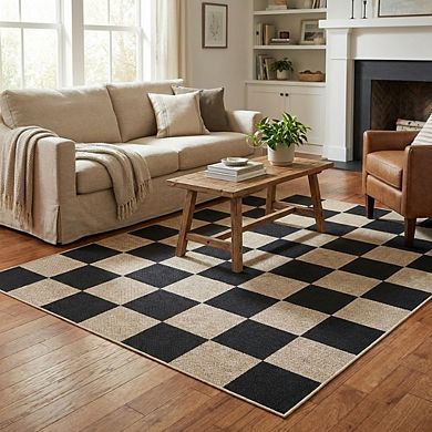 Contemporary Area Rug Machine Washable Low Pile Pet Friendly Ultra Thin Carpet for Kid's Room