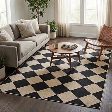 Modern Diamond Area Rug Machine Washable Vacuum Clean Ultra Thin Stain Resistant Carpet for Bedroom