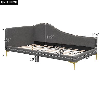 GOODSILO Twin Size Upholstered Daybed with Headboard and Armrest Support