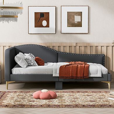 GOODSILO Twin Size Upholstered Daybed with Headboard and Armrest Support