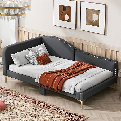 GOODSILO Twin Size Upholstered Daybed with Headboard and Armrest Support
