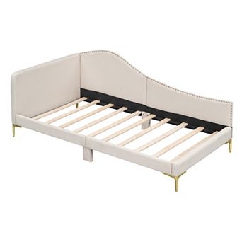 GOODSILO Twin Size Upholstered Daybed with Headboard and Armrest Support