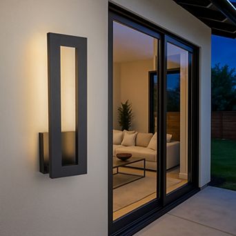 H20'' Modern Outdoor Integrated LED Wall Light 24W Matte Black Linear Exterior Sconce with Frosted A