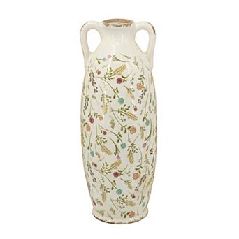 TOEMOA Decorative Ceramic Amphora Vase Floral Motifs Home Accent Decor