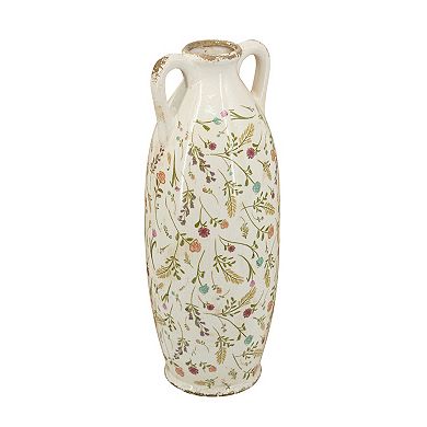 TOEMOA Decorative Ceramic Amphora Vase Floral Motifs Home Accent Decor