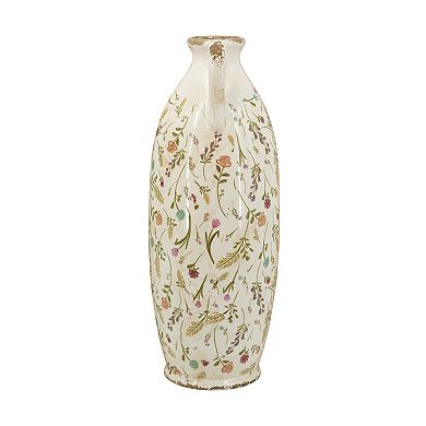 TOEMOA Decorative Ceramic Amphora Vase Floral Motifs Home Accent Decor