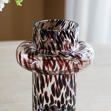 TOEMOA Modern Abstract Glass Vase with Artistic Spot Accent Design