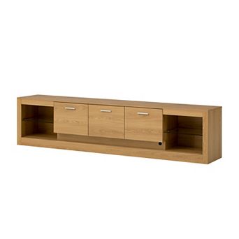 78" Modern TV Stand for 90" TVs, Entertainment Center with 6 Cabinets & 2 Open Shelves