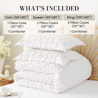 Boho Tufted Comforter Set Soft Hollow Fiber All Season Easy Care
