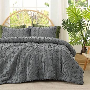 Boho Tufted Comforter Set Soft Hollow Fiber All Season Easy Care