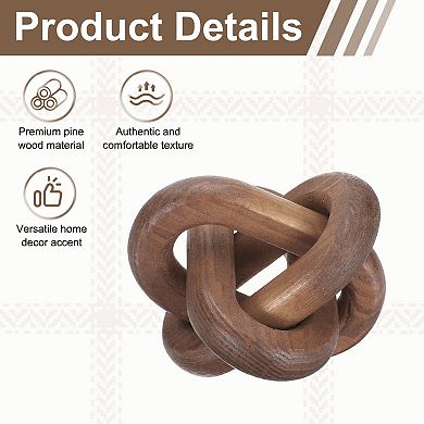 Wood Knot Decor, 5" Chain Link Home Desktop Ornaments Hand Carved Farmhouse Decor