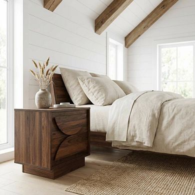 Wood Nightstand with 2 Drawers, Modern Design for Bedroom Storage