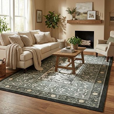 Vintage Area Rug Machine Washable Non Slip Non Shedding Stain Resistant Carpet for Bedroom Kitchen