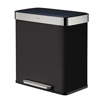 Qualiazero 60L/16 Gallon (30L/8 Gal Split) Rectangular Recycle Step Can Stainless Steel