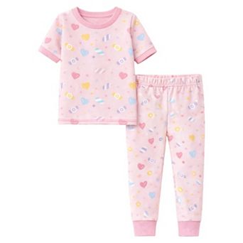 Kids Girls Short Sleeve Pajamas Set Snug Fit Soft & Comfortable Sleepwear Sets