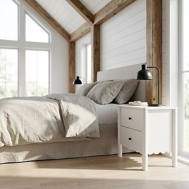 Nightstand with Two Drawers in Elegant Finish for Bedroom Storage