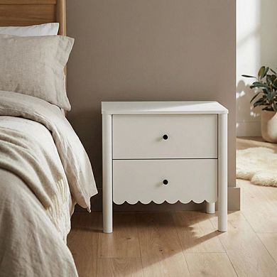 Nightstand with Two Drawers in Elegant Finish for Bedroom Storage