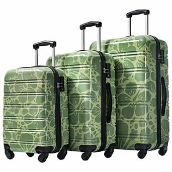 KWPZQEB Spinner Wheels Printing Lightweight Luggage Sets 3 pc with TSA Lock