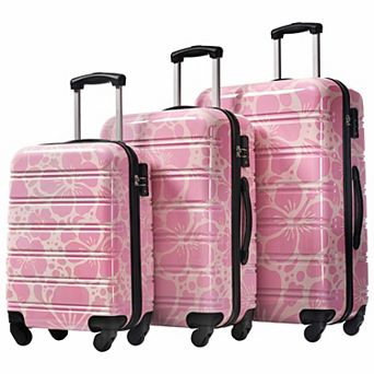 KWPZQEB Spinner Wheels Printing Lightweight Luggage Sets 3 pc with TSA Lock