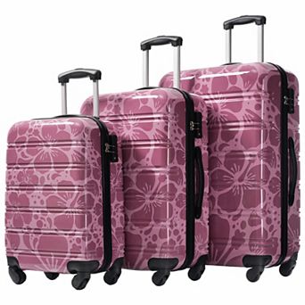 KWPZQEB Spinner Wheels Printing Lightweight Luggage Sets 3 pc with TSA Lock