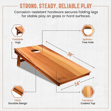 2'x3' Cornhole Board Set with Carry Case & LED Lights - Also Includes (8) Resin Filled Bags